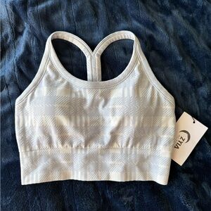 Zyia Light Blue Plaid Racerback Sports Bra